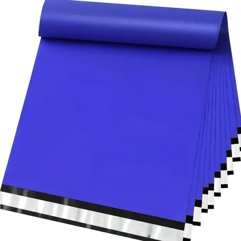 20 24”x24” Blue Polymailers & 20 Stickers - 40pc set
